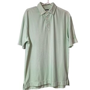 Foot Joy Men's Striped Golf Shirt Mint Green White Short Sleeves Size Medium